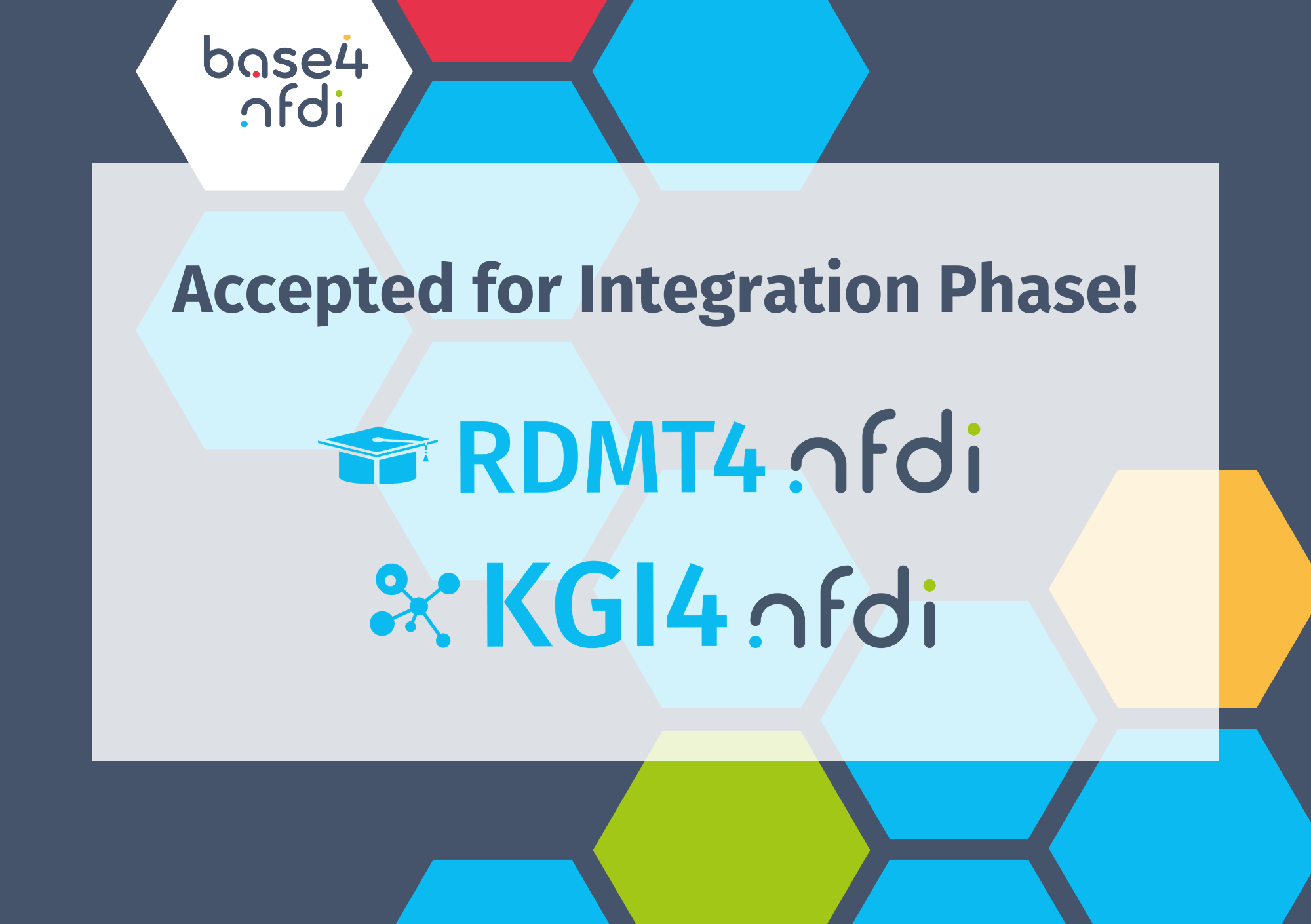 announcement about funding acceptance of KGI4NFDI and RDMTraining4NFDI for their integration phase